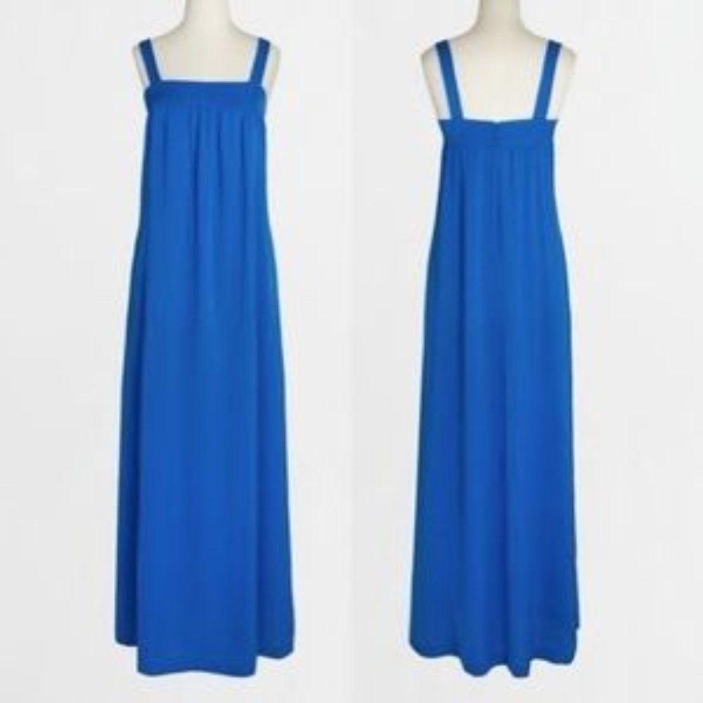 J. Crew Azure Solid Blue Flowy Loose Fit Sleeveless Maxi Dress Women's Size 6